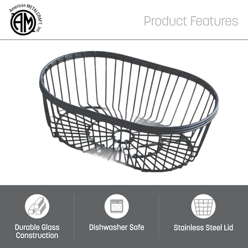 American Metalcraft WBBV90 Wire Basket, Oval Black 9" L x 6" W x 2 ¾" H