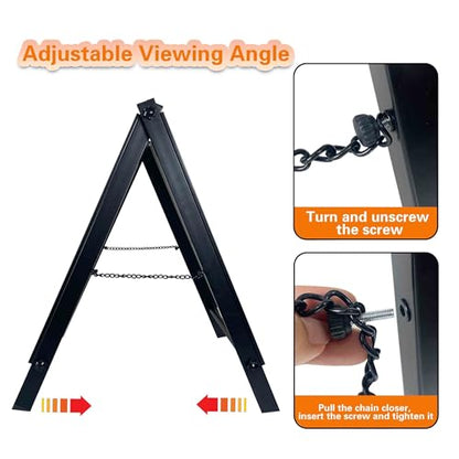 24"x24" Premium Heavy-Duty A-Frame Sign Stand – Holds 2 Insert Boards + 1 Hanging Sign | Weatherproof Sidewalk Sign Holder for Business, Real Estate, Restaurants & Events (STAND ONLY) (1)