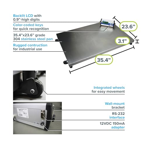 Adam Equipment CPWplus 200L - CPWplus Bench and Floor Scales - Capacity: 440lb / 200kg, Readability: 0.1lb / 0.05kg - size: 200L Large Platform Floor Scale, 200kg Capacity and 50g Readability