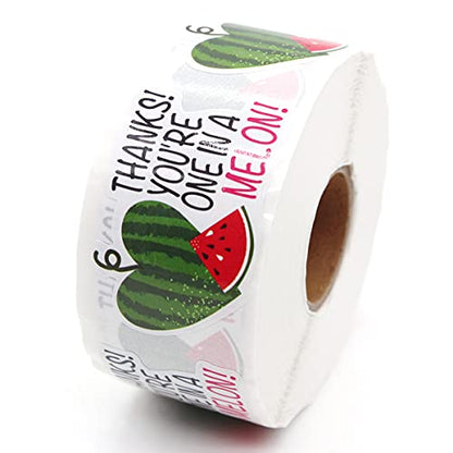 Watermelon Stickers, 500 PCS Thanks You're One in a Melon Party Decorations Favors, Small Shop Business Order Stickers,Thank You Sticker for Watermelon Bags Labels - style: Thanks You're One in a Melon
