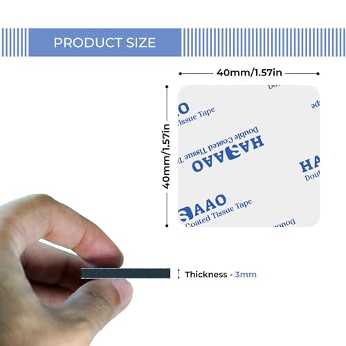 HASAAO 120 PCS Strong Double Sided Tape Heavy Duty | Strong Adhesive Strips for Mounting Lightweight Items, Hanging Photos, DIY Projects | Damage-Free, No Nails Needed (Black Squares 3MM Thickness)