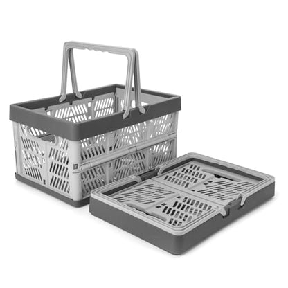 Domiella 2-Pack Foldable Storage Baskets, 20L Collapsible Crates PP Grey - color: Grey