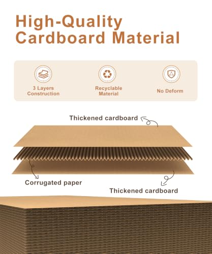 Magicheap 60 Pack Corrugated Cardboard Sheets, 8.5in x 11in