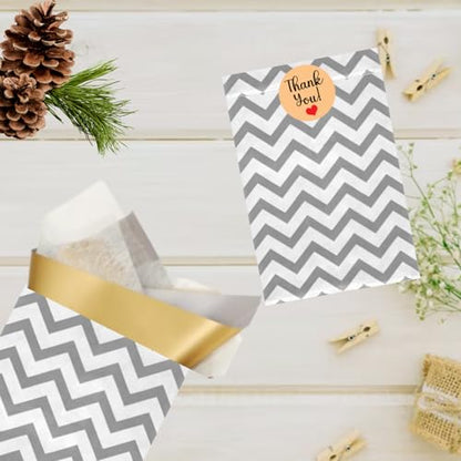 Novel Box 100 Pack Silver Chevron Print Flat Merchandise Bags 6x9 in - color: Silver, size: 6" x 9" Inches