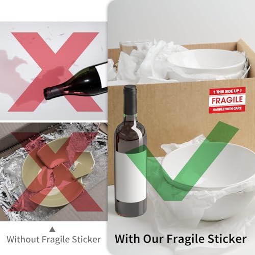 L Liked 2"x 3" 500 Fragile Stickers for Shipping and Moving (Pack of 2) - size: 2"x3" (Pack of 2), style: 1 Rolls,500 Labels