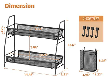 VITVITI 2 Tier Bathroom Countertop Organizer, Vanity Storage Shelf, Black - color: 2 Tier Large Black