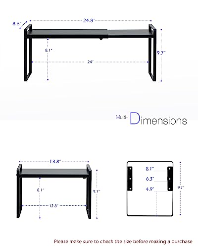 Nxconsu Cabinet Shelf Riser, Adjustable Cabinet Organizer, 8.6" Deep Black - color: Black, size: 8.6’’D * 13.8-24.8’’W * 9.7’’H