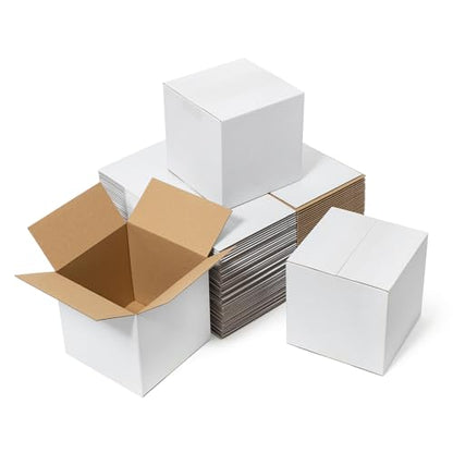 Mefleet 6x6x6" Shipping Boxes 50 Pack Small Corrugated Cardboard Box White - size: 6x6x6 inches (50 Pack)