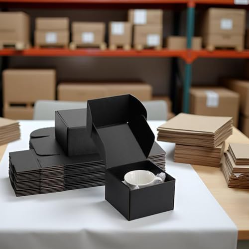 6x6x4 inch Black Shipping Boxes for Small Business- Set of 25 - color: Black, size: 6x6x4