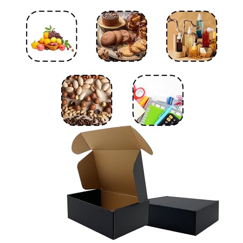 24 Pack 8x6x3 inches Black Shipping Boxes, Cardboard Packaging Mailing Box - size: 8x6x3 Inches