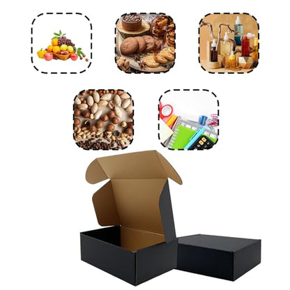 24 Pack 8x6x3 inches Black Shipping Boxes, Cardboard Packaging Mailing Box - size: 8x6x3 Inches