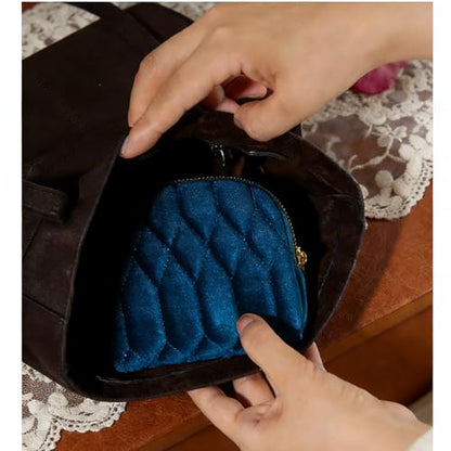 Small Travel Jewelry Bag Velvet Jewelry Case Pouch for Bracelet - color: Navy Blue