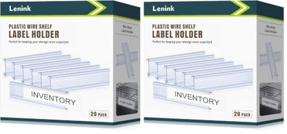 Lenink 20Pcs Wire Shelf Label Holders,Plastic Wire Rack Label Holder Compatible with Metro and Nexel 1-1/4in Shelves,Label Area 6in Lx1.25in H (Label Paper Not Included) (Pack of 2) - color: Transparent, size: 6in (Pack of 2)