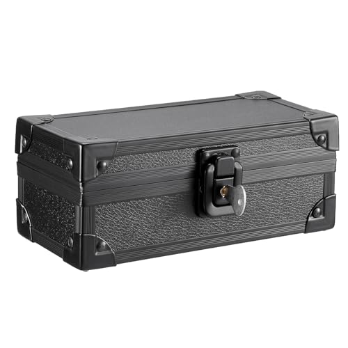 Hipiwe Black Lockable Cash Box Aluminium Alloy Money Storage Case with Lock - color: Pure Black, size: Small