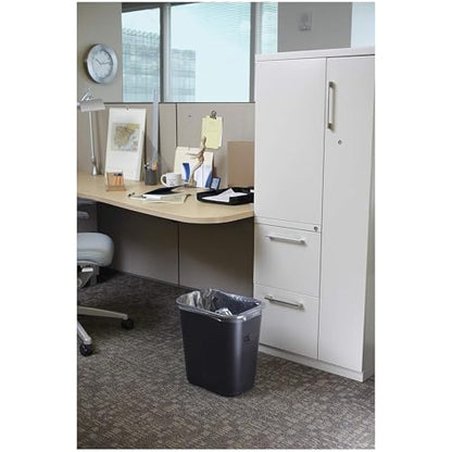 Rubbermaid 6 Pack 2955GRA Deskside Plastic Wastebasket, Rectangular, 3 1/2 gal, Gray