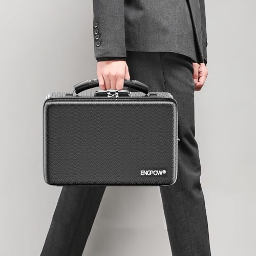ENGPOW Fireproof Money Box with Lock & Heat-Resistant Fireproof Zipper - color: Black, size: 11 x 7.3 x 5.5 inches