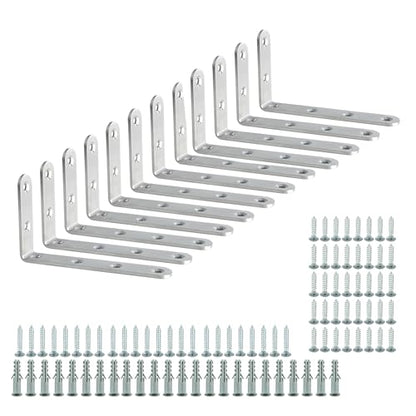 Alise 12Pcs Floating Shelf Brackets, 5x3in Heavy Duty L Bracket for Shelves - color: Brushed Nickel, size: (12P) 5x3x0.72 inch