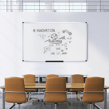 VIZ-PRO Large Dry Erase Board/Wall Mounted Whiteboard, 60 x 36 Inches - size: 60"W x 36"H