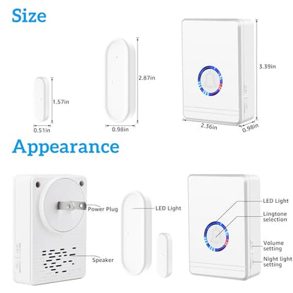 Wireless Door Open Sensor Chime, Greencycle 2Pack Door Entry Chime - color: 2 plug recevier+ 2 chime