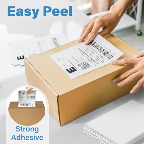 LotFancy 4x6 Direct Thermal Shipping Labels, 1000 Thermal Labels Fanfold with Perforated and Strong Adhesive, White Mailing Label Compatible with Zebra, Rollo Printer - size: Fanfold 1 Stack 1000 Labels