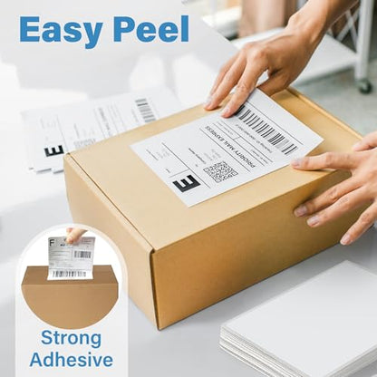LotFancy 4x6 Thermal Labels, 500 Shipping Labels with Perforation, Permanent Adhesive, White Mailing Label Stickers, Compatible with Rollo, Zebra Thermal Printers - size: Fanfold 1 Stack 500 Labels