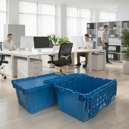 Heavy Duty Stackable Crates, 2 Pack, Blue, Storage Bins With Lids - size: 2 PACK