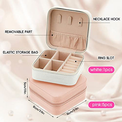 Taiyin 6/12/50 Pcs Travel Jewelry Case Bulk - color: White, Pink