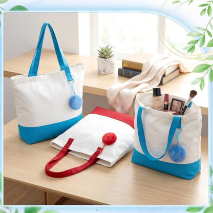 Sanwuta Canvas Tote Bags with Zipper Plush Purse Craft - color: Multicolor