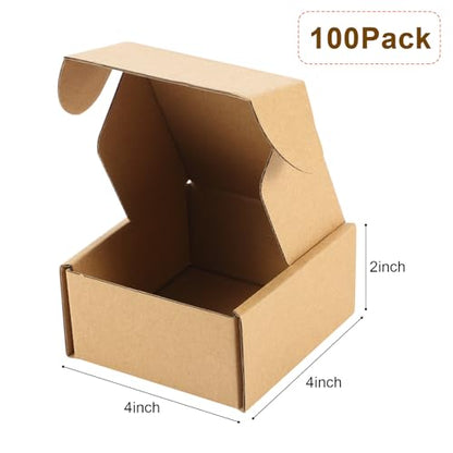 Qilery 100 Pcs 4x4x2'' Shipping Boxes Corrugated - size: 4x4x2''