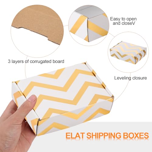 Qilery 100 Pcs Gift Boxes for Presents 5. 91 x 3. 94 x 1. 57 Inches White and Gold Pattern Shipping Cardboard Boxes for Mailer Packaging Presents Birthday Party