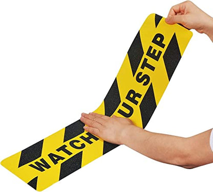 ONTWIE 6 Pack Watch Your Step Sticker, 6in x 24in Watch Your Step Sign - size: 6" x 24" / 6 pieces