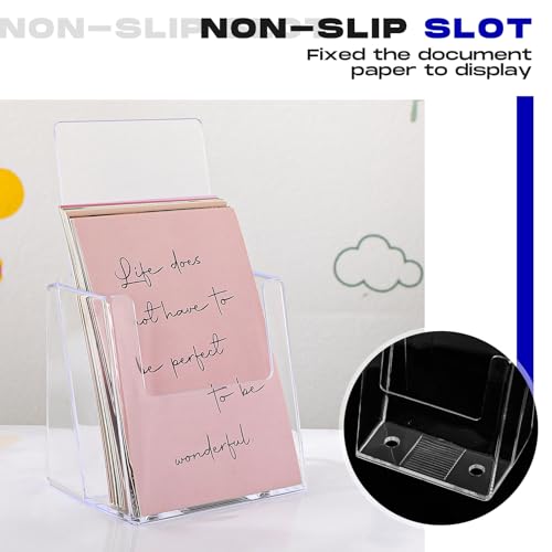 Yookeer 10 Pack Acrylic Brochure Holder 4 Inch Wide Trifold Clear Stand