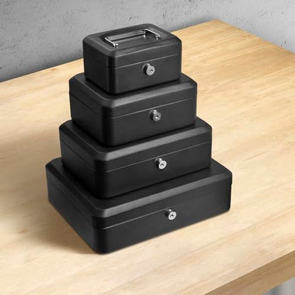 BARSKA 12-Inch Cash Box with Key Lock , Black - size: 12 Inch, style: Key Lock