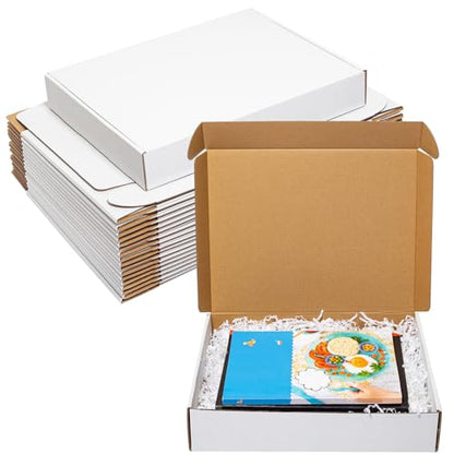 Wowxyz White Shipping Boxes 13x11x3" 25 Pack Corrugated Cardboard Mailer - size: 13x11x3"