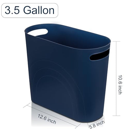 rejomiik Small Bathroom Trash Can, 3.5 Gallon Slim Garbage Can, Navy - color: Navy, size: 1 pack