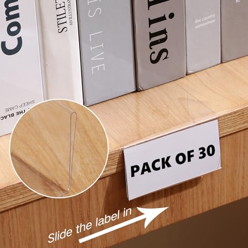 Containlol 30 Pcs PVC Shelf Label Holders with Insert Card, 6.5x3x1.6'' - size: 6.5x3x1.6''