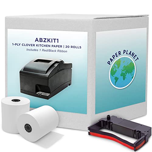 PaperPlanet White Bond Paper for Clover Kitchen Printer 20 Rolls & 1 Ribbon - size: 20 Rolls & 1 Ribbon