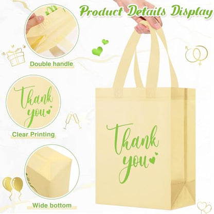 Sweetude 30 Thank You Non Woven Gift Bag, 10 x 8 x 4 Inch, Beige - color: Beige, size: 10 X 8 X 4 Inch
