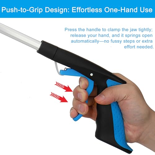 6-Piece Reacher Grabber Set - 32" Foldable Aluminum Pickup Tool with Swivel Claw & Magnet (4 Pack) + 16" Stainless Steel & 12" Iron Mini Grabbers, Heavy Duty Trash Picker & Garden Nabber - color: 32"blue&yellow&orange+16"gray+12"black - 6pack