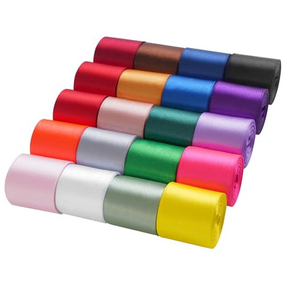 LIUYAXI Rainbow Satin Ribbon, 1-1/2 Inch x 20 Rolls Total 100 Yards - color: Rainbow Satin Ribbon, size: 1 1/2 x 3600 inches