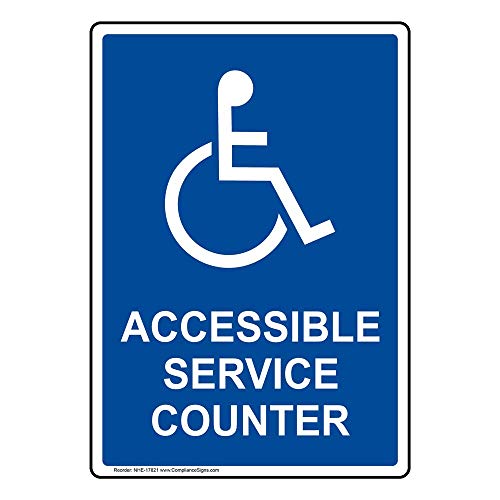 ComplianceSigns.com Accessible Service Counter Sign, 7x5 inch Plastic for Accessible, Made in USA
