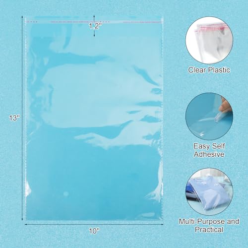 200 Pcs Resealable Poly Clear Shirt Bags with 7 Sizes 3500 Pcs Clothing Size Stickers Labels Self Sealing Plastic Bag for Small Businesses Packaging T Shirts Retail Storage(9 x 12 Inch) - size: 9 x 12 Inch
