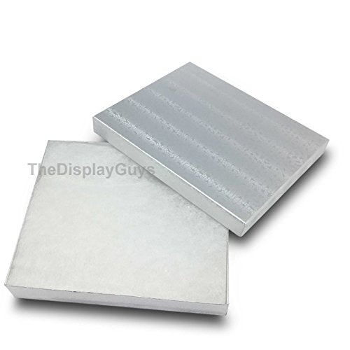 TheDisplayGuys 25 Cardboard Gift Jewelry Boxes w/Paddings #65-6.0x5.0x1 - color: Silver Foil