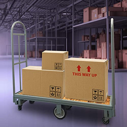 HaulPro Narrow Aisle U-Boat Platform Truck Dolly | 16 x 60 Heavy Duty Utility Cart with Thick Wood Deck | Premium Hand Truck Can Hold Loads Up to 2,000 Pounds | Hand Cart with Dual Removable Handles - size: 16 x 60 " Wood U-Boat