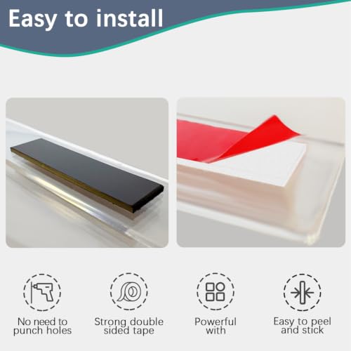 3X5 Inch Clear Acrylic Sign Holder – Reusable Adhesive & Magnetic Strip Included – Peel & Stick Wall/Tabletop Display for Menus, Labels, Signage (10 Pack) - size: 3x5 inch