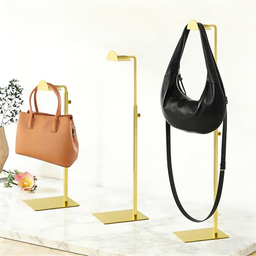 3 Pack Golden Purse Display Stand Adjustable Height 13.5 - 24 In