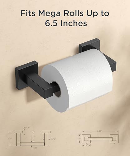 FORIOUS Commercial Toilet Paper Holder Wall Mount Bathroom Tissue Holder - color: Matte Black