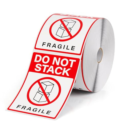 500 PCS Do Not Stack Labels 4 x 3 Inches Vinyl Fragile Stickers