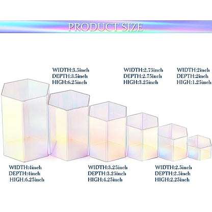 Jetec 12 Pcs Hexagonal Jewelry Display Risers Acrylic Stands,Rainbow Color - color: Rainbow Color