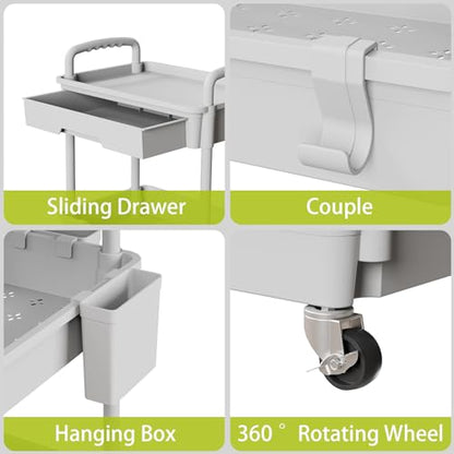 Sorgion 5 Tier Rolling Cart Organizer,Bathroom Cart Organizers with Wheels Laundry Room Organization Mobile Shelving Unit Utility Cart Storage Shelves Multi-Functional for Office, Home(Grey) - size: 5Tier-Grey